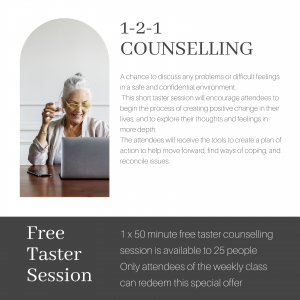 1-2-1 counselling, free taster session